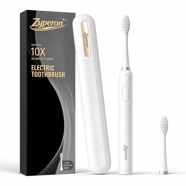 Main image of Sonic Electric Toothbrush, White, 2 Brushing Modes, 28000 Strokes/Min, with Travel Case and Extra Brush Head