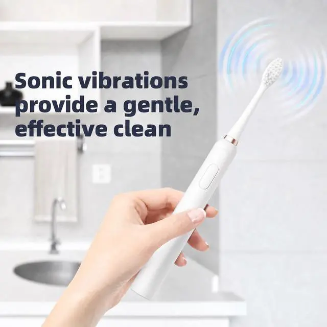 Alt view image 4 of 6 - Sonic Electric Toothbrush, White, 2 Brushing Modes, 28000 Strokes/Min, with Travel Case and Extra Brush Head