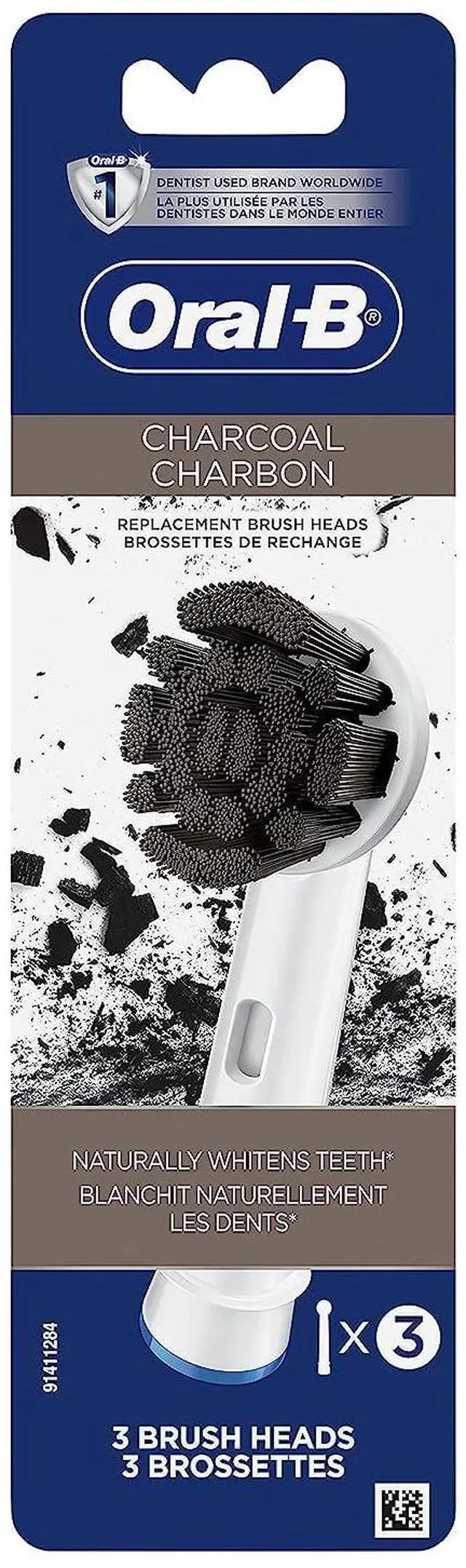 Main image of Charcoal Electric Toothbrush Replacement Brush Heads Refill, 3 Count