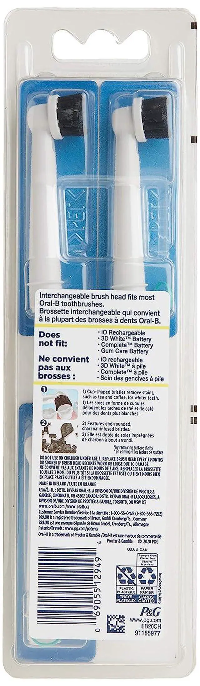 Alt view image 3 of 7 - Charcoal Electric Toothbrush Replacement Brush Heads Refill, 3 Count