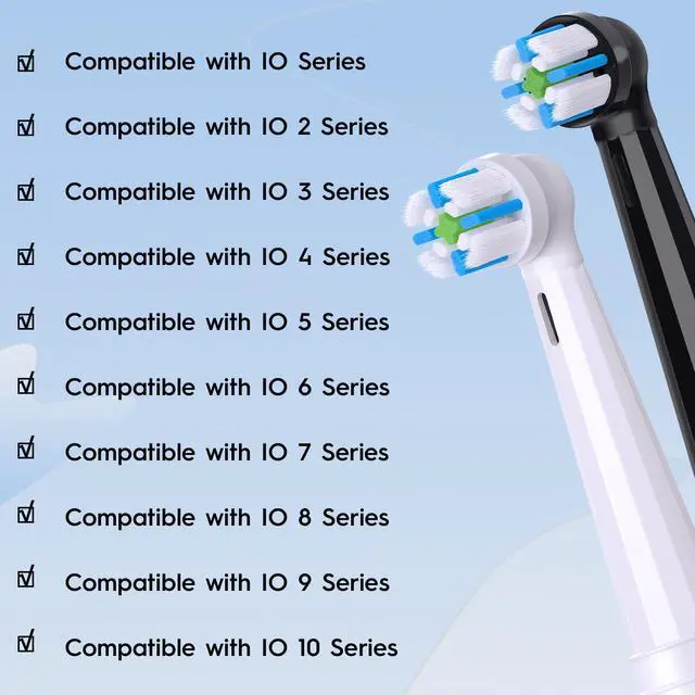 Alt view image 2 of 7 - 8 Pack Brush Head Compatible with Oral B IO Electric Toothbrushes, Replacement Toothbrush Heads Compatible with Oral B IO 2/3/4/5/6/7/8/9/10, Clean Your Teeth (Black/White)