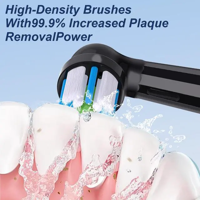Alt view image 3 of 7 - 8 Pack Brush Head Compatible with Oral B IO Electric Toothbrushes, Replacement Toothbrush Heads Compatible with Oral B IO 2/3/4/5/6/7/8/9/10, Clean Your Teeth (Black/White)