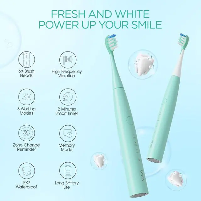 Alt view image 2 of 7 - Travel Electric Toothbrush for Adults, Sonic Toothbrush Green