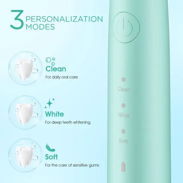 Alt view image 4 of 7 - Travel Electric Toothbrush for Adults, Sonic Toothbrush Green