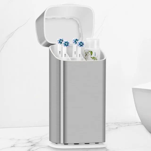 Main image of Electric Toothbrush Holder with Cover, Ventilated & Drainage, Silver