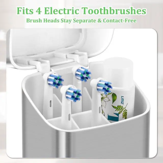 Alt view image 5 of 7 - Electric Toothbrush Holder with Cover, Ventilated & Drainage, Silver