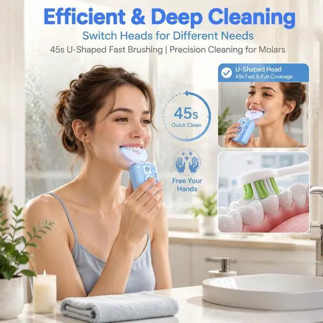 Alt view image 2 of 7 - Adult Ultrasonic Electric Toothbrush, u Shaped autobrush