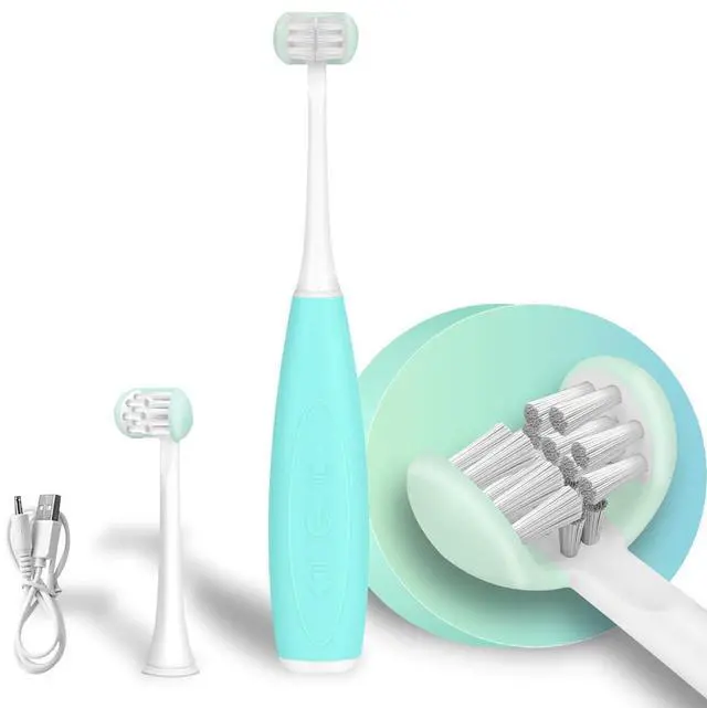 Main image of Triple Best Kids Sonic Toothbrush,Rechargeable 32000 VPM Tooth Brush,Patented 3 Brush Head Design,Angled Bristles Clean Each Tooth,for Kids 3+ (Blue)