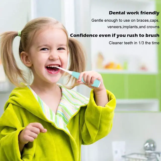 Alt view image 7 of 7 - Triple Best Kids Sonic Toothbrush,Rechargeable 32000 VPM Tooth Brush,Patented 3 Brush Head Design,Angled Bristles Clean Each Tooth,for Kids 3+ (Blue)