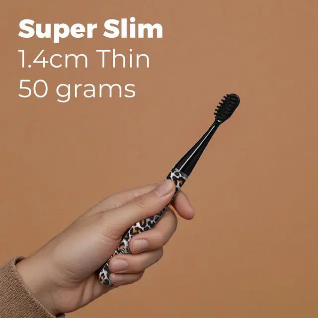 Alt view image 3 of 7 - Brush GO SlimPro i4 Electric Toothbrush Rechargeable Smart Ultra Sonic 3 Modes, Travel Case & Ceramic Dock, 60Day Battery Soft Bristles 2 Heads IPX7 Waterproof, Color-Leopard Edition
