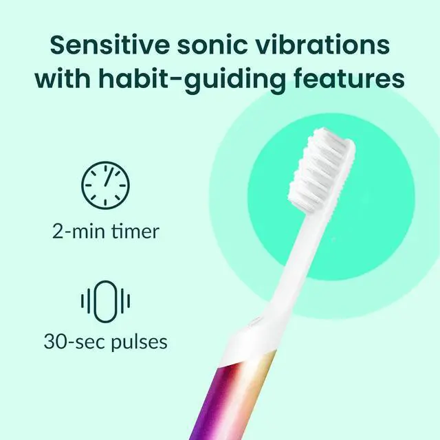 Alt view image 2 of 7 - Metal Sonic Electric Toothbrush for Adults - Time Travel & Soft Bristles with Travel Case & Replacement Brush Head - 3 Month Battery Life, Pride Rainbow