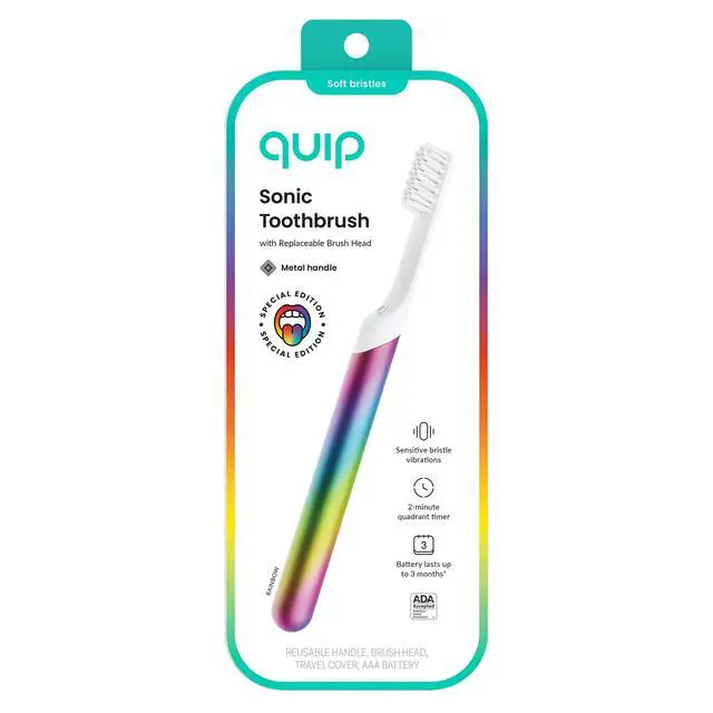 Alt view image 7 of 7 - Metal Sonic Electric Toothbrush for Adults - Time Travel & Soft Bristles with Travel Case & Replacement Brush Head - 3 Month Battery Life, Pride Rainbow