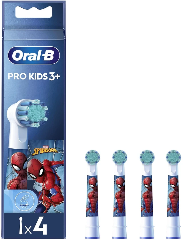 Main image of Pro Kids Electric Toothbrush Head, with Spiderman Characters, Extra Soft Bristles, for Ages 3+, Pack of 4 Toothbrush Heads, White