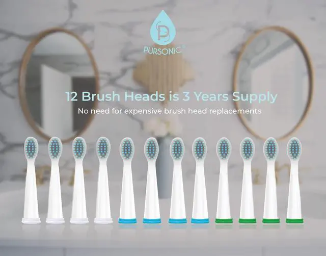 Alt view image 3 of 7 - Whitening USB Rechargeable Sonic Toothbrush-12 Brush Heads!- 38,000 Brush Strokes Per Minute-3 Brushing Modes with 2 Minute Auto Timer (Green)