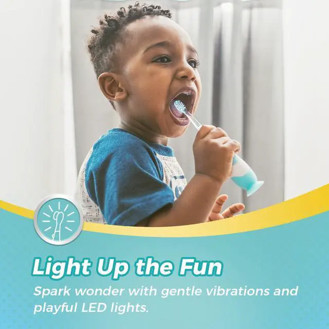 Alt view image 3 of 7 - Toddler Sonic Electric Toothbrush Kids for Ages 1-3 Years, Baby Electric Toothbrush with Cute Dino Cover and Smart LED Timer, 2 Brush Heads (Debby)