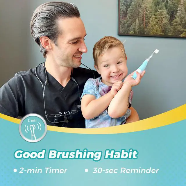 Alt view image 5 of 7 - Toddler Sonic Electric Toothbrush Kids for Ages 1-3 Years, Baby Electric Toothbrush with Cute Dino Cover and Smart LED Timer, 2 Brush Heads (Debby)