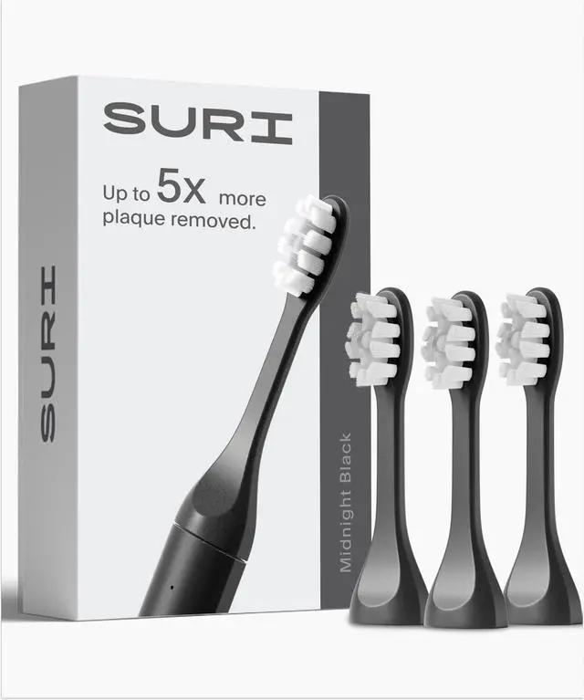 Main image of Recyclable Plant-Based, Electric Toothbrush Heads - Long Lasting Replacement Heads | Compatible Only Sonic Electric Toothbrush - Midnight Black, Pack of 3