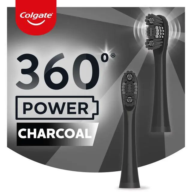 Alt view image 2 of 7 - 360 Battery Powered Replacement Toothbrush Heads, Black, 2 Pack