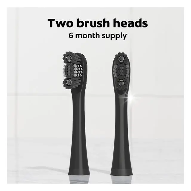 Alt view image 7 of 7 - 360 Battery Powered Replacement Toothbrush Heads, Black, 2 Pack