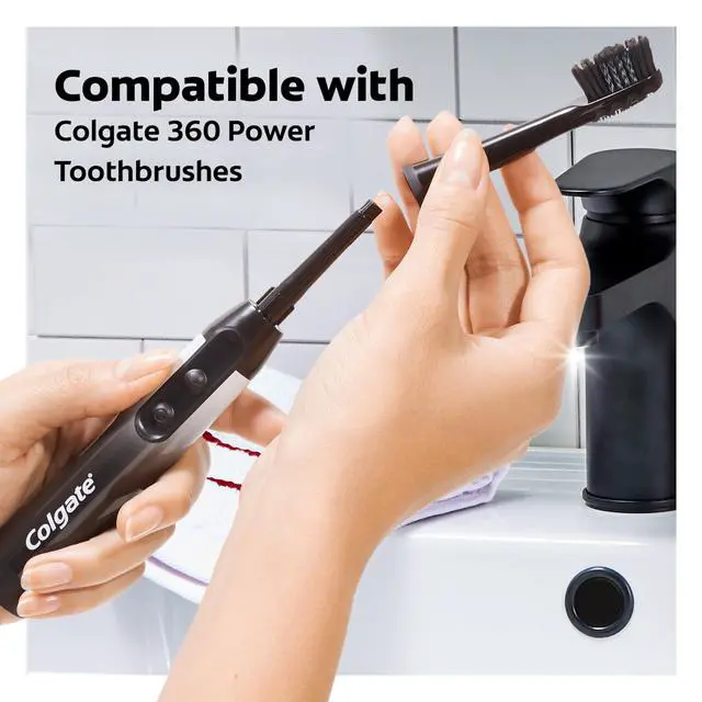 Alt view image 6 of 7 - 360 Battery Powered Replacement Toothbrush Heads, Black, 2 Pack