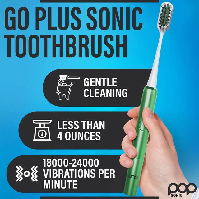 Alt view image 3 of 7 - Go Plus Electric Toothbrush for Adults 2 Speed (Emerald Green) Electric Toothbrush Bathroom Essentials & Travel Essentials 18000-24000 Strokes per Min w/AAA Battery