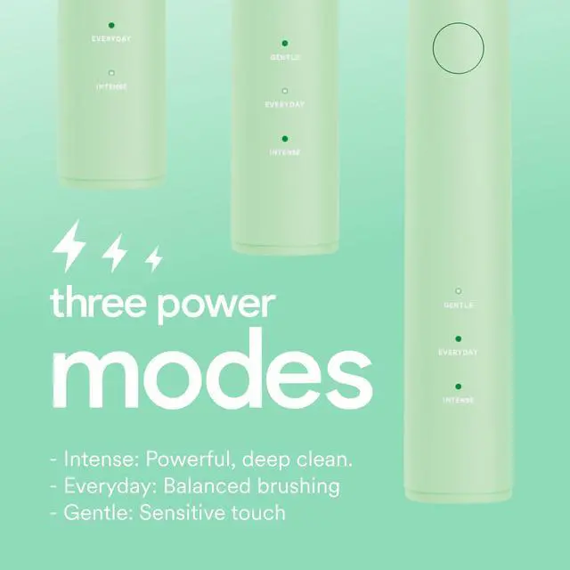 Alt view image 3 of 5 - Sonic Electric Toothbrush for Adults & Kids Rechargeable Toothbrush with 3 Cleaning Modes, Smart 2-Minute Timer, Mode Memory & Soft-Tapered Bristles (Green)