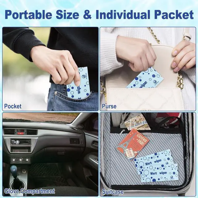 Alt view image 4 of 7 - Unscented Hand Wipes Individually Wrapped, 50 Pcs Wet Napkins