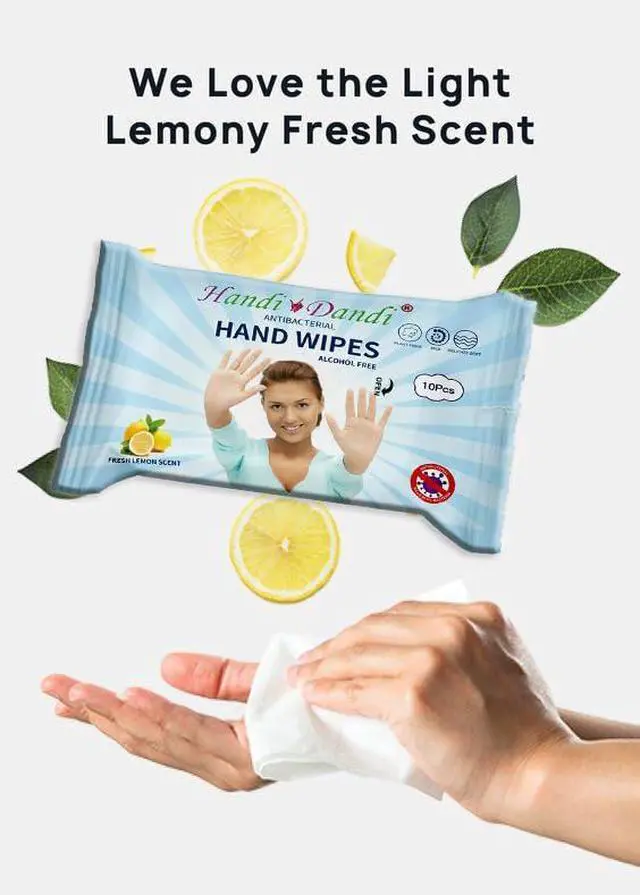 Alt view image 2 of 6 - ANTIBACTERIAL HAND WIPES lemon scented 20 packs of 10 wipes
