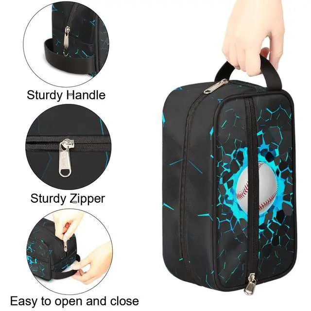 Alt view image 2 of 7 - Kids Travel Toiletry Bag - Waterproof Hanging Cosmetic Hygiene Bags for Boys Men - Large Shave Kit for Toiletries Accessories Bathroom Stuff, Blue Baseball