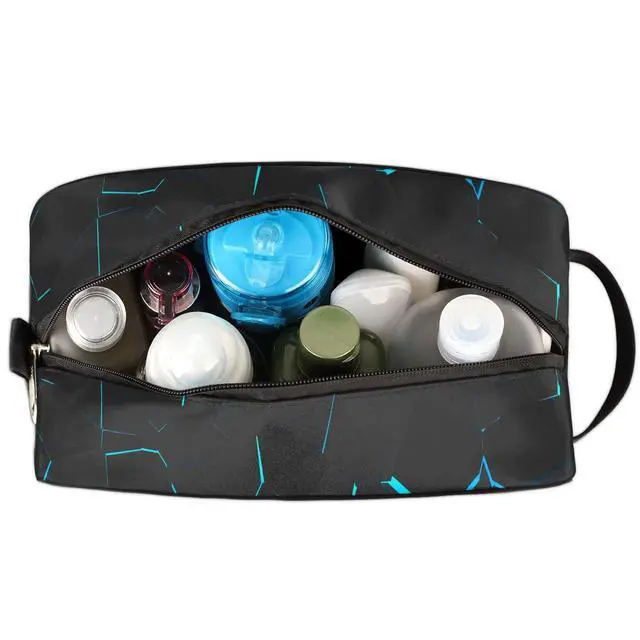 Alt view image 3 of 7 - Kids Travel Toiletry Bag - Waterproof Hanging Cosmetic Hygiene Bags for Boys Men - Large Shave Kit for Toiletries Accessories Bathroom Stuff, Blue Baseball