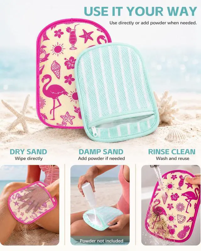 Alt view image 3 of 5 - 2 Pcs Reusable Sand Remover for Beach Essentials Flamingo Stripe