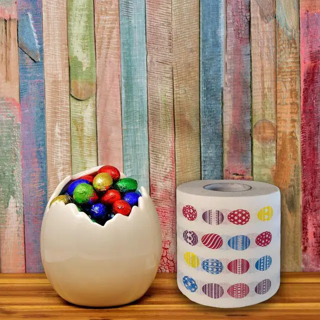 Alt view image 3 of 7 - Easter Toilet Paper Decorations, Colored Easter Egg Pattern Toilet Paper Gifts, Holiday Gifts, Funny Tissue Napkins, Easter Day Bath Decor Tissue Roll Supplies, Bathroom Decor Fun Party Favors