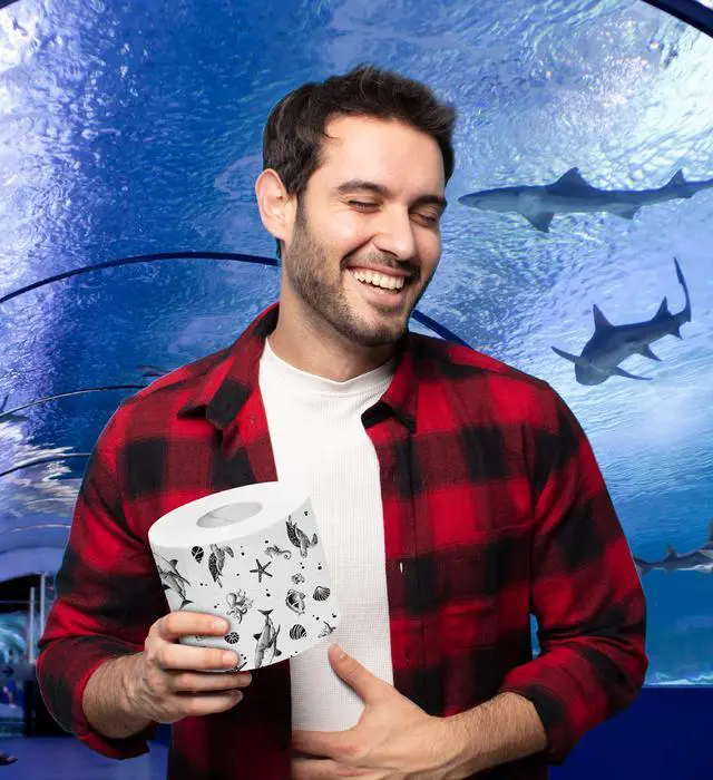 Alt view image 6 of 7 - Ocean Life 2 Ply Toilet Paper Bathroom Tissue - Novelty Beach Pattern Bath Tissue Roll - Funny Toilet Paper for Home Decor, Potty Gag Gifts, Prank and Hilarious White Elephant - 500 Sheets