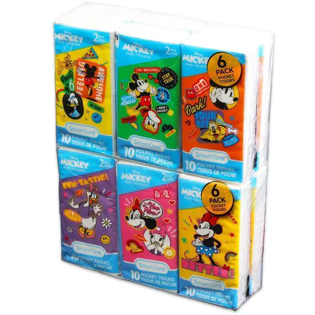 Alt view image 2 of 4 - Mickey and Minnie Mouse Pocket Size Facial Tissue Set - 12 Packs of 10 Sheets (120 Tissues) Plus Stickers & Door Hanger | Disney Disposal for Travel, School, Classroom