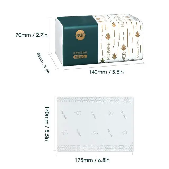 Alt view image 4 of 7 - Pack of 4, Small Facial Tissue, Toilet Paper, Bag Cover, Disposable Napkin, Material Wood Pulp Fiber NOT COTTON, White Facial Paper, 4-Ply, 400 Sheets per Pack