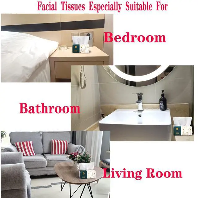 Alt view image 5 of 7 - Pack of 4, Small Facial Tissue, Toilet Paper, Bag Cover, Disposable Napkin, Material Wood Pulp Fiber NOT COTTON, White Facial Paper, 4-Ply, 400 Sheets per Pack