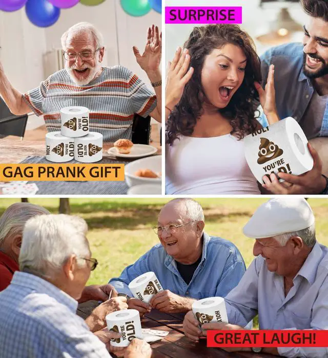 Alt view image 4 of 7 - Birthday Gift Toilet Paper - Holy You're Old Bday Party Funny Birthday Gag Gift Joke Toilet Paper Prank, Novelty Unique Happy Birthday Presents for Men, Women, Friends - 500 Sheets