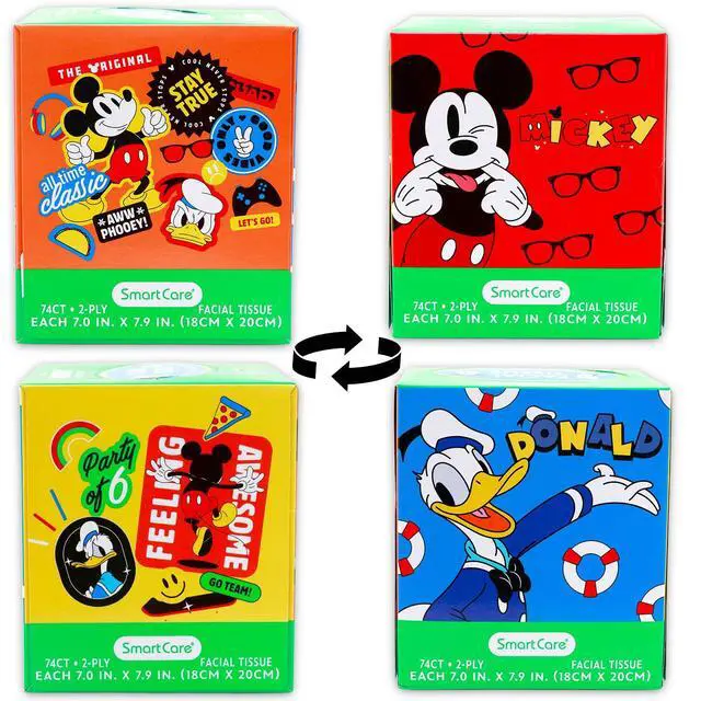 Alt view image 2 of 4 - Mickey Mouse & Friends Facial Tissue Box Bundle - 74 Hypoallergenic Baby Soft Disney 2-Ply Tissues, Stickers, More for Travel, School, Classroom