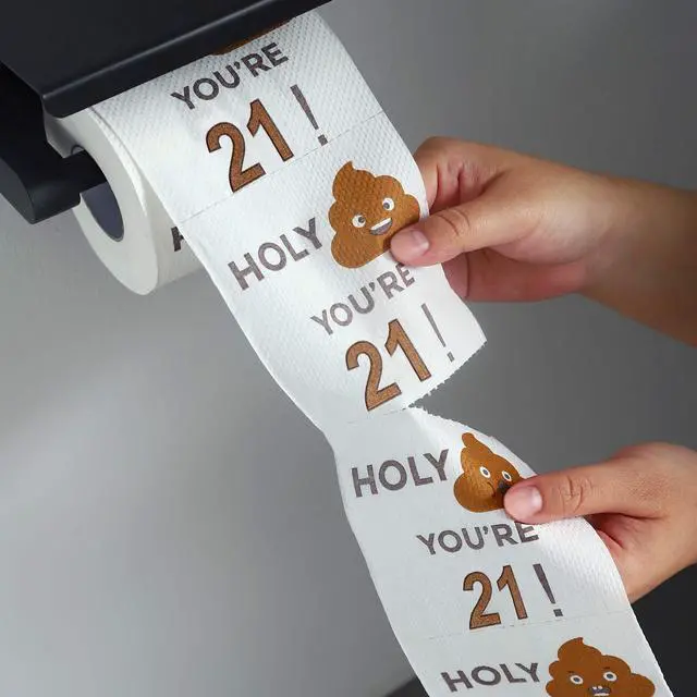Alt view image 4 of 6 - Happy 21st Birthday Toilet Paper Roll 3-Ply Funny Birthday Gifts for Boys Son and Girls Novelty for Birthday Party Decorations Twentyone 21 Party Supplies (21st Years)