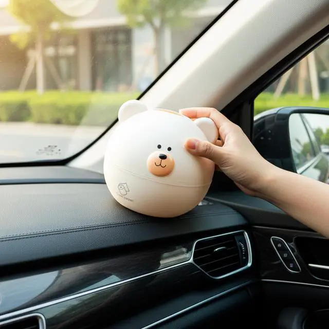 Alt view image 4 of 7 - Bear Tissue Box Cover Cute Cartoon Paper Holder Facial Dispenser Organizer for Kids Living Room Bathroom Home Decor TV Stand Car Office, White Round Head Shape Toilet Tissue Container