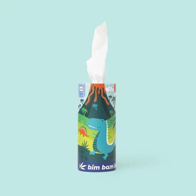 Alt view image 2 of 7 - 100% Bamboo Facial Tissue Tube, 3-ply Hypoallergenic Travel Tissues in Car Tissue Holder, 1 Eco-Friendly Cylinder Tissue Tube