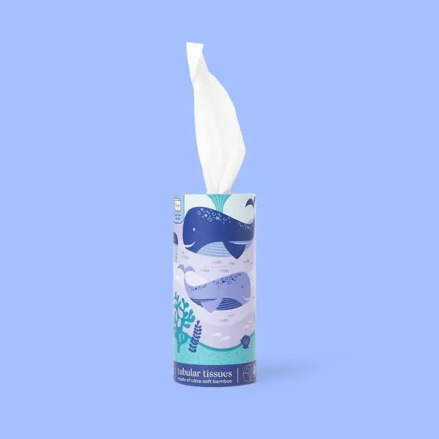 Alt view image 3 of 7 - 100% Bamboo Facial Tissue Tube, 3-ply Hypoallergenic Travel Tissues in Car Tissue Holder, 1 Eco-Friendly Cylinder Tissue Tube