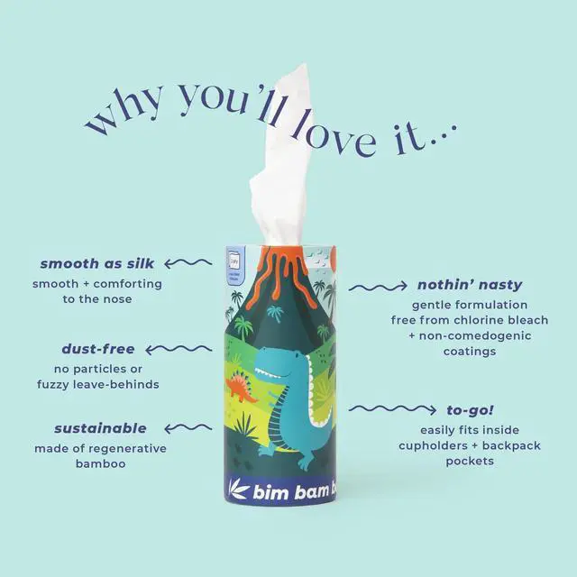 Alt view image 7 of 7 - 100% Bamboo Facial Tissue Tube, 3-ply Hypoallergenic Travel Tissues in Car Tissue Holder, 1 Eco-Friendly Cylinder Tissue Tube