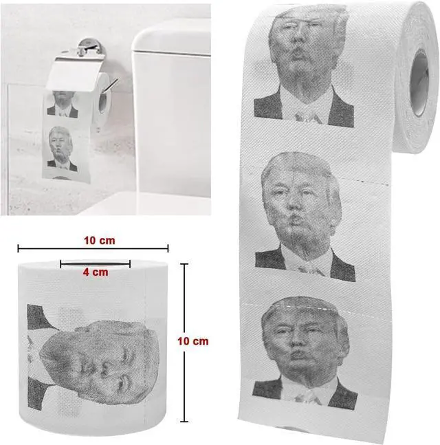 Alt view image 3 of 3 - Trump Toilet Paper, 2 Ply Bath Tissue, 250 Sheets, 1 Roll - Funny Gag Gifts - Political Satire Products