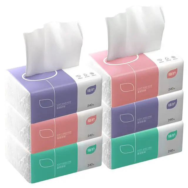 Alt view image 3 of 7 - Pack of 6, Soft Small Facial Tissue, Toilet Paper, Bag Cover NOT Box, Disposable Facial Napkin, White Facial Paper, Material Wood Pulp Fiber NOT COTTON, 4-Ply, 240 Sheet per Pack