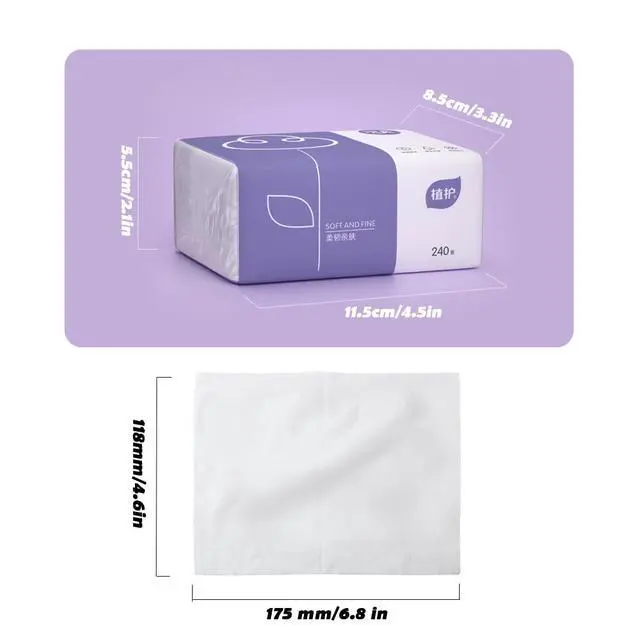 Alt view image 5 of 7 - Pack of 6, Soft Small Facial Tissue, Toilet Paper, Bag Cover NOT Box, Disposable Facial Napkin, White Facial Paper, Material Wood Pulp Fiber NOT COTTON, 4-Ply, 240 Sheet per Pack