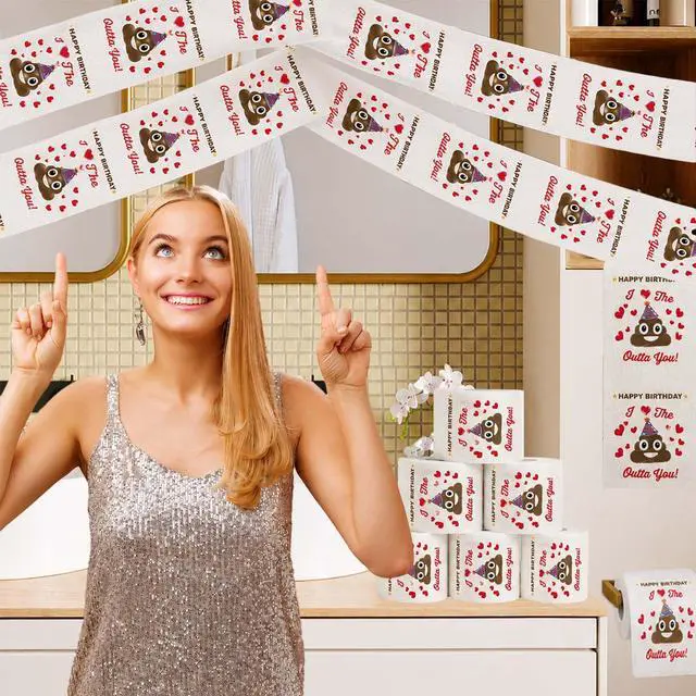 Alt view image 2 of 7 - Happy Birthday Gifts for Women Men Her Him, Funny Prank Toilet Paper Roll