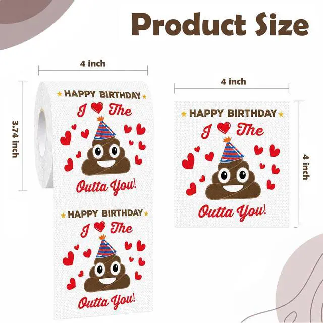 Alt view image 3 of 7 - Happy Birthday Gifts for Women Men Her Him, Funny Prank Toilet Paper Roll