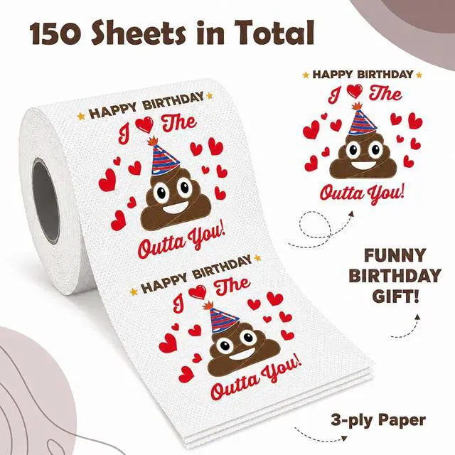 Alt view image 5 of 7 - Happy Birthday Gifts for Women Men Her Him, Funny Prank Toilet Paper Roll