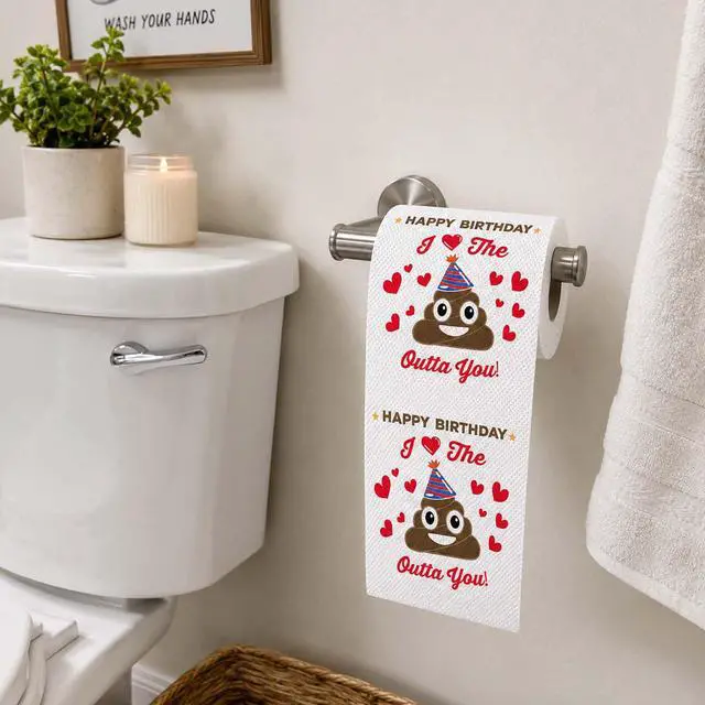 Alt view image 6 of 7 - Happy Birthday Gifts for Women Men Her Him, Funny Prank Toilet Paper Roll